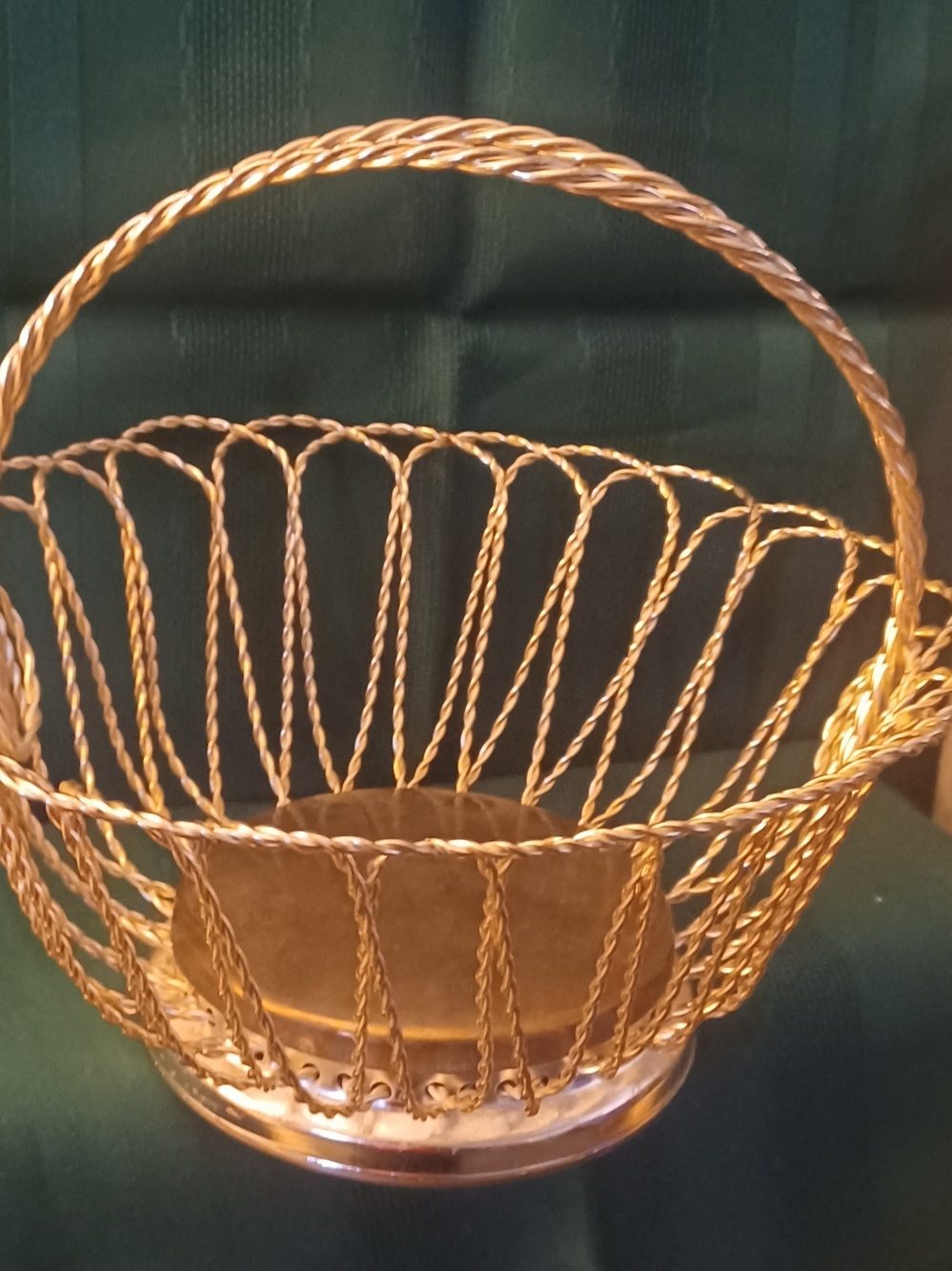 Decorative Gold Wire Basket with Handle - Home Accents